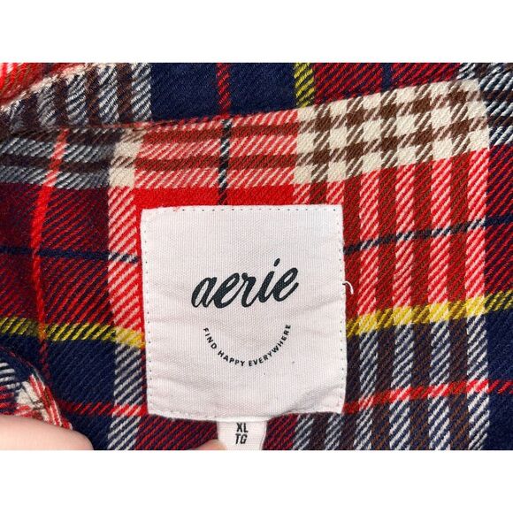 Aerie Women's Flannel Plaid Shirt Size XL Multicolor Long Sleeve Top - Picture 5 of 10